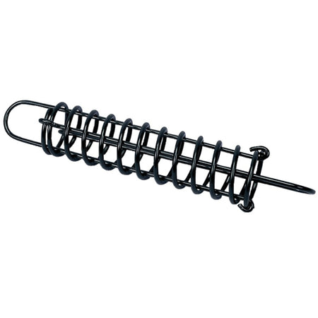 Fortøjningsfjeder i sort lakeret stål målende 4,5 x 280 mm.
