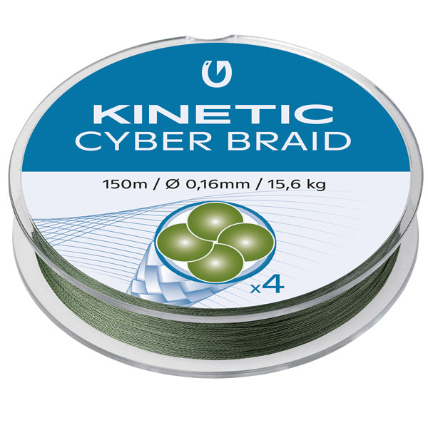 Kinetic Cyber Braid snøre på spole, tæt view af 0,20mm tykkelse.