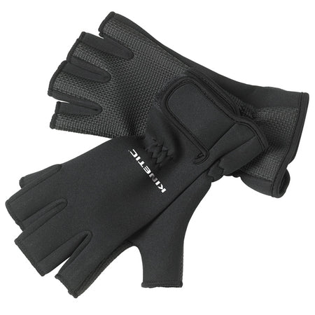 Kinetic neoprene handske med halvmeter i sort, perfekt til fiskeri.