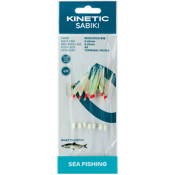 Kinetic Sabiki sildeforfang MaxCatch Fishskin/mix #6 med flere kroge i farver