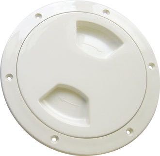 SeaTec inspektionsluge 150mm i hvid, set forfra med åben kant.