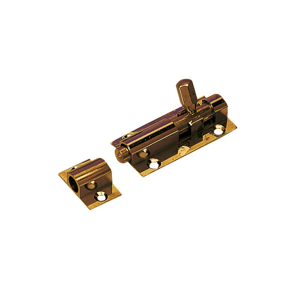 Roca skudrigel 50+13mm i poleret messing set fra siden