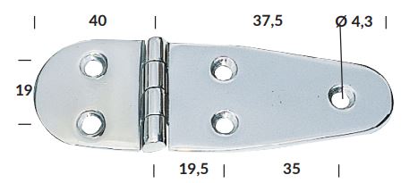 Hængsel 1852 vist fra siden, fremhæver stålens robuste design.