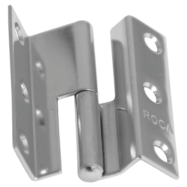 Roca dørhængsel RF 35x55mm venstrehængt i rustfrit stål, set fra siden.