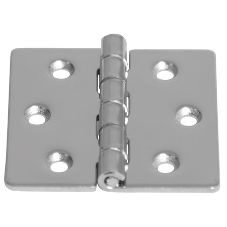 Roca kanthængsel 45x45mm AISI304 set forfra med glinsende overflade.