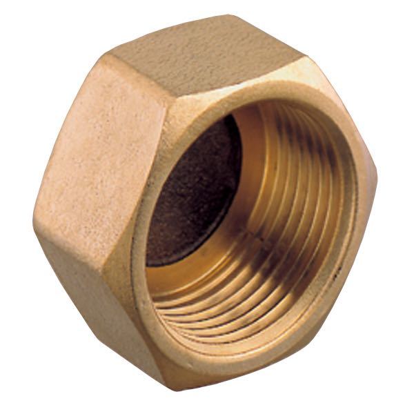 Guidi slutmuffe ind.gev 1/4" i messing, monteret på marinetilbehør.