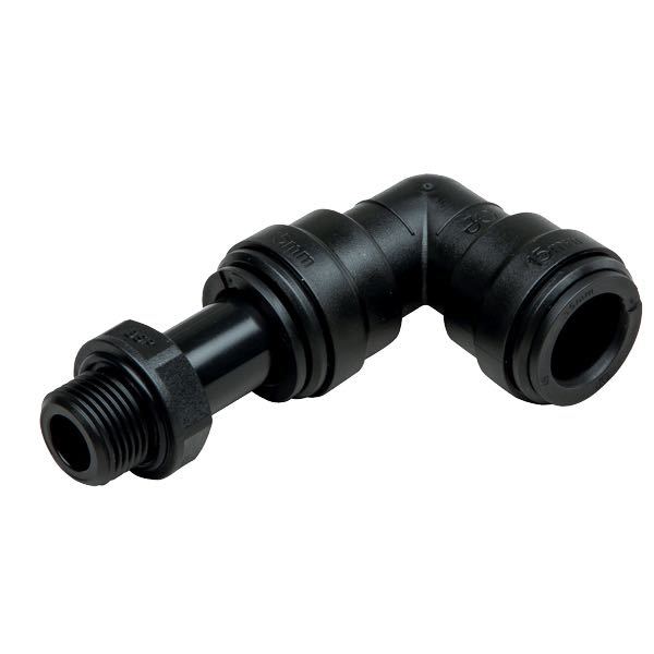 Quick, 90° kobling med 3/8" gevind og Ø15mm til trykvands fittings