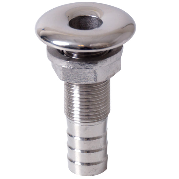 Gennemføring RF 1" slange 30mm i rustfrit stål, set forfra