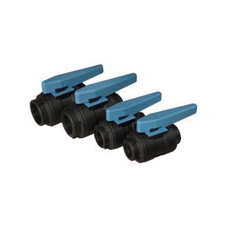 Trudesign kugleventil i komposit, set fra siden med tilslutninger.