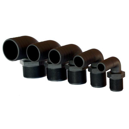 Trudesign slangestuds 90° komposit i sort farve, set fra siden
