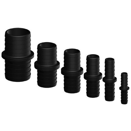 Trudesign samlestykke 38-38mm i sort plast, vist fra siden.