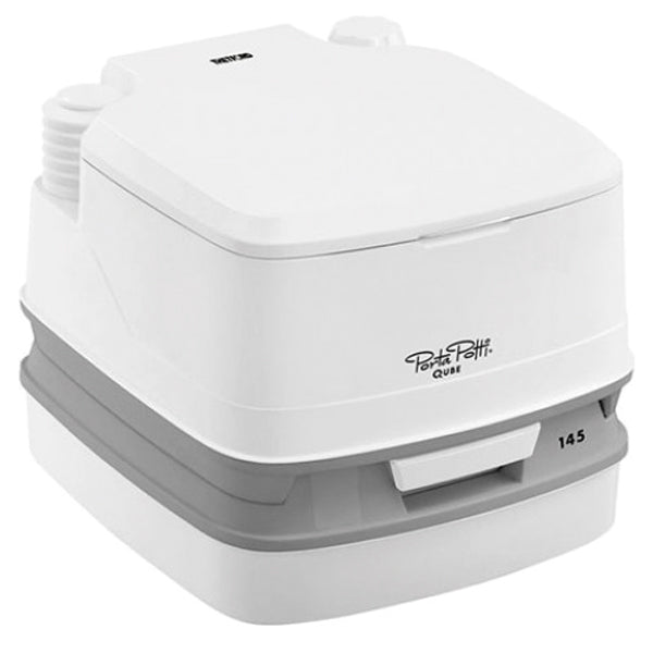 Porta Potti toilet qube 145 i hvid farve med manuelle betjeningselementer