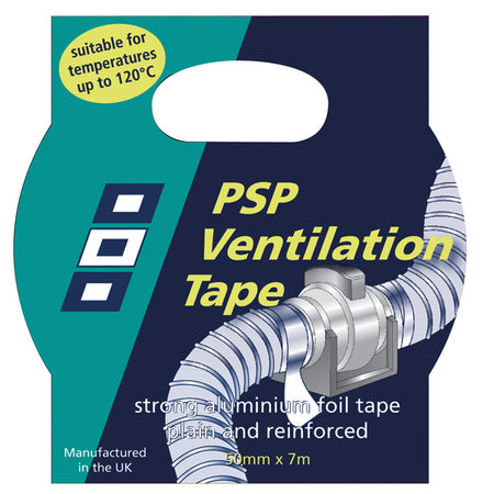 PSP alu. ventilationstape forstærket rullet op på en hvid baggrund