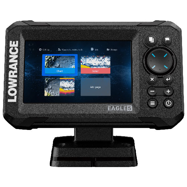 Lowrance Fishfinder Eagle 5 monteret på styrbords side af båden
