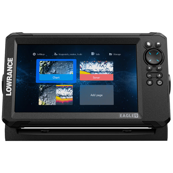 Lowrance 9 Tripleshot monteret på console i en båd