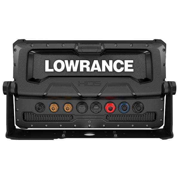 Bagview af Lowrance HDS-16 PRO med tilslutningsporte synlige.