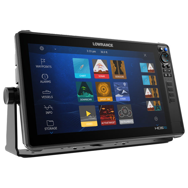 Lowrance HDS-16 PRO set forfra, der viser skærm og knapper.