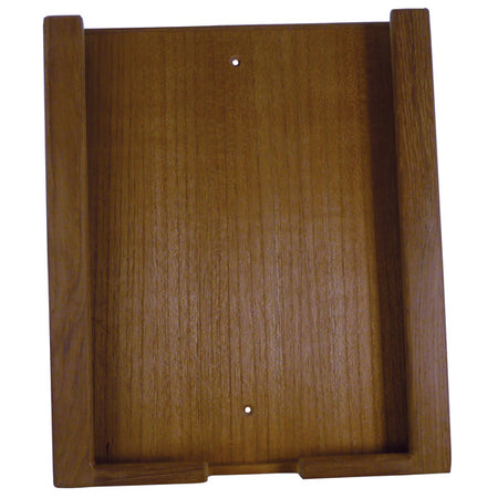 Roca teak tabletholder set fra siden, ideel til opbevaring af tablet på båden.