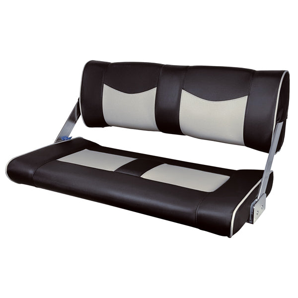 Dobbelt sofa Lux i sort med lysegrå detaljer set forfra