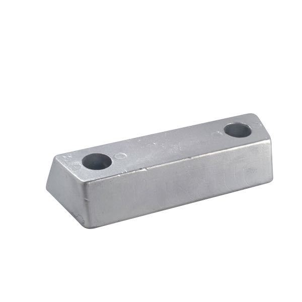 Tecnoseal Aq-drev anode i størrelse 132×46×25 mm, set forfra
