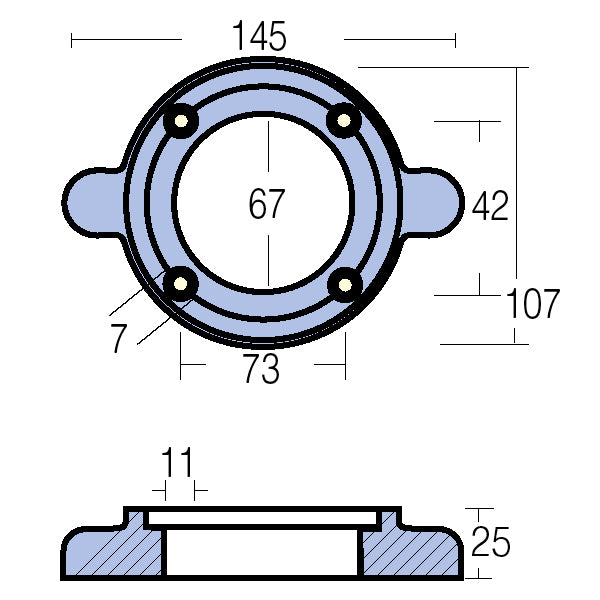 Brug af Tecnoseal drev-zinkring monteret på båd med fokus på detaljer.