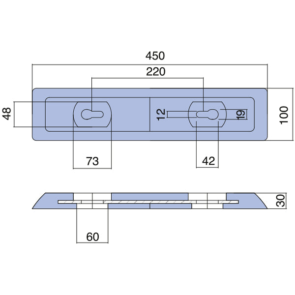 Tecnoseal zinkplade præcist dimensioneret 450x100x12mm