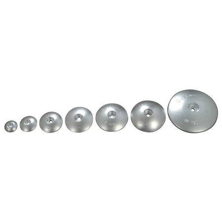 Tecnoseal zink anode Ø50mm set forfra, klar til montering på båd.