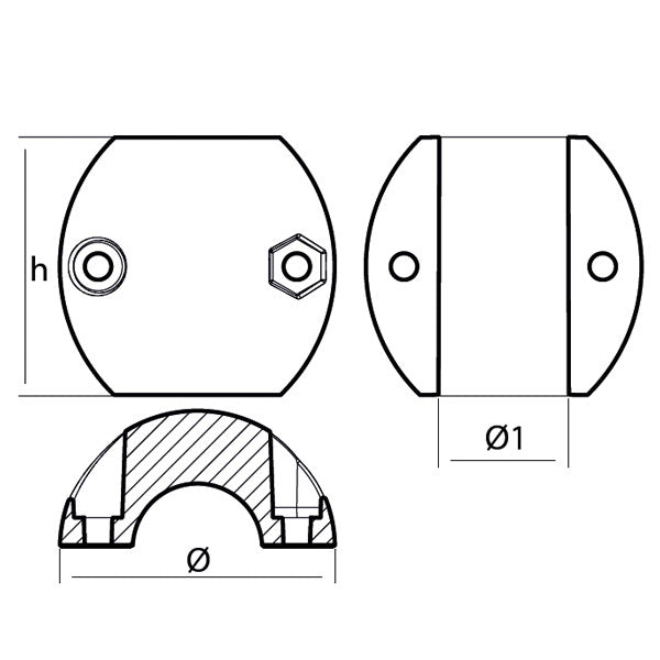Alu akselanode fra Tecnoseal monteret på bådmotor
