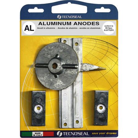Tecnoseal alu anode kit til Mercury F30-F40-F60, vist i emballage