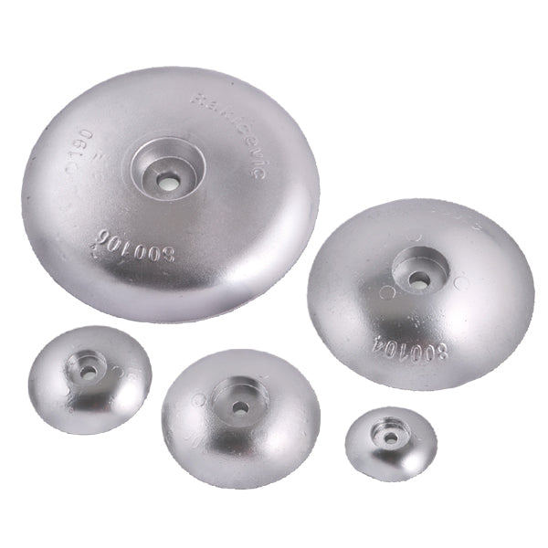 1852 zink rundanode set fra siden, Ø125mm, til motorbåd.