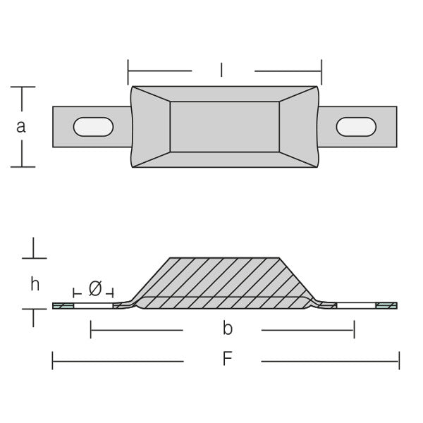 1852 alu anode placeret på skroget af en båd til beskyttelse mod korrosion