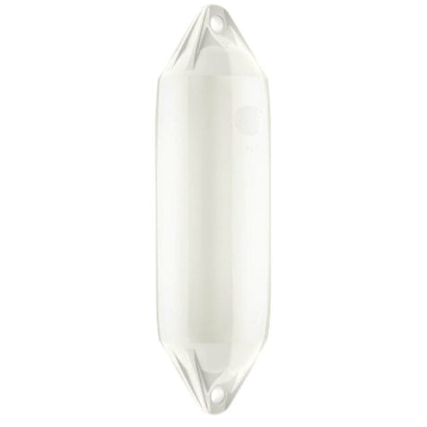 Polyform F01L fender i hvid farve, set forfra med målene 560x130mm.