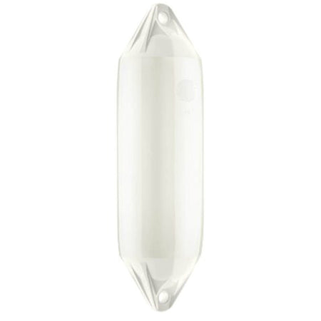 Polyform F01L fender i hvid farve, set forfra med målene 560x130mm.