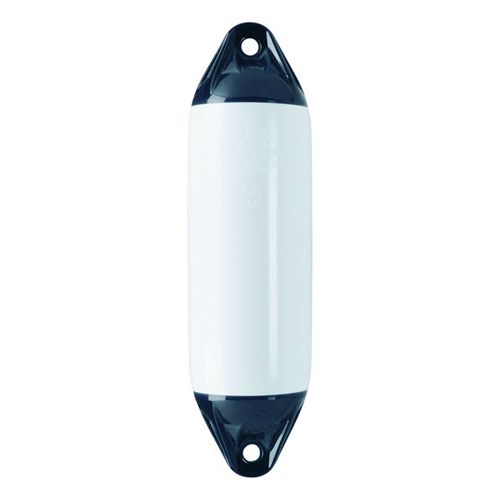 Polyform F1 fender i hvid og sort, set forfra