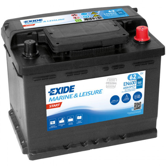 Exide startbatteri Nautilus 74Ah set forfra med specifikationer