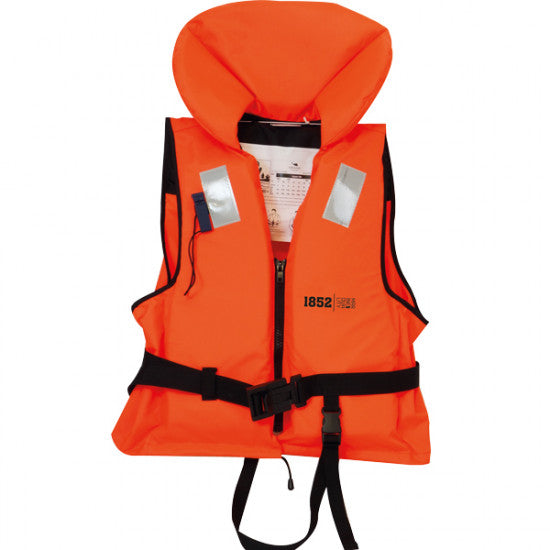 Redningsvest 100N fra 1852 i orange, designet til brug af personer mellem 60-70 kg.