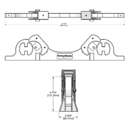 Hurley Davits Chocks i brug på en lystbåd, stabiliserer en gummibåd.