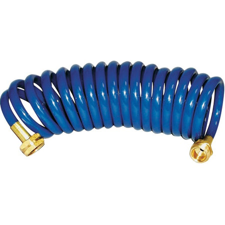 Hosecoil spuleslange 7,5m med 3/4" GHT gevind, i brug ved båden
