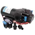 Jabsco Par-Max HD4 trykvandspumpe set fra siden med tilslutninger.