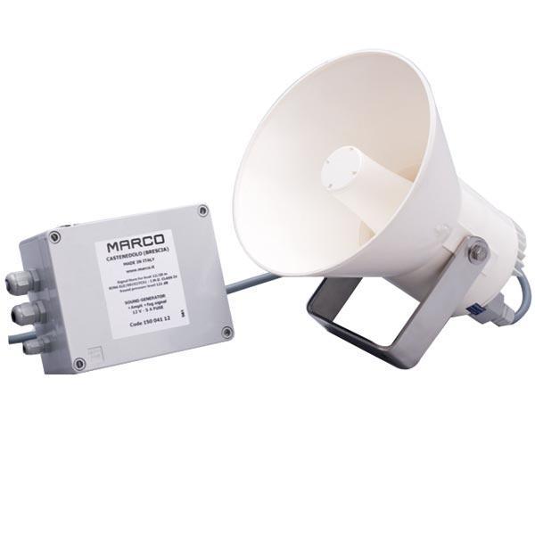 Marco elektrohorn 24V set forfra med installationsterminaler synlige