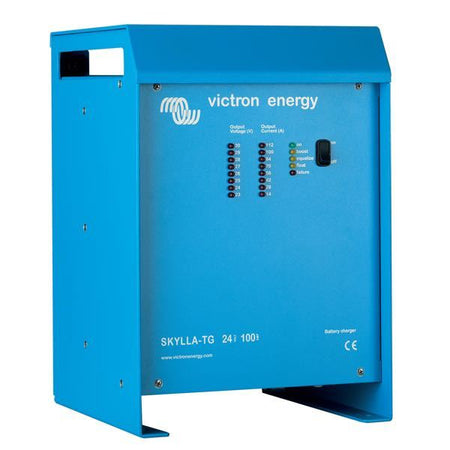 Victron Skylla TG 400V lader 24V 50Amp, set fra siden med tilslutninger
