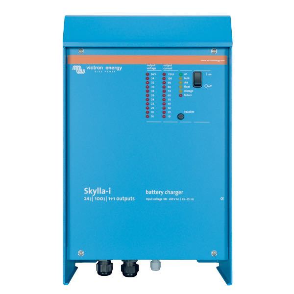 Victron Skylla-i lader 24V 100Amp set forfra, klar til installation.
