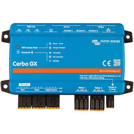 Victron Cerbo GX MK2 kommunikationscenter set forfra med display og kontrolknapper