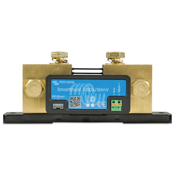 Victron SmartShunt 300Amp 50mV set fra siden med tilslutninger.