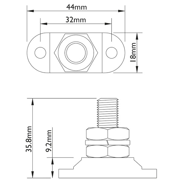 BEP samleblok 6mm terminal, monteret på et bådudstyr
