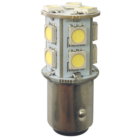1852 LED pære BAY15D set forfra med runde linser