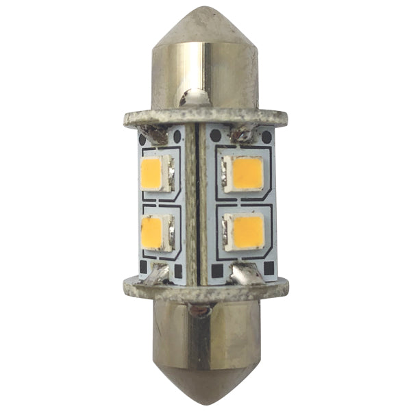 1852 LED pinolpære 31mm set fra siden, klar til montering på båd