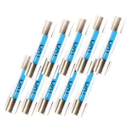 Oceanflex glasikringer 5 x 20mm, 10A, pakket i en praktisk emballage.