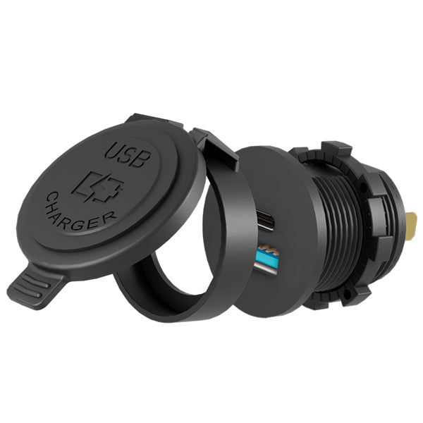 TideON, USB-C 30W/USB-A 18W 12/24V udtag til indbygning