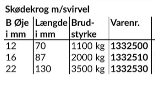 1852 skødekrog med svirvel vist bagfra på bådtilbehør
